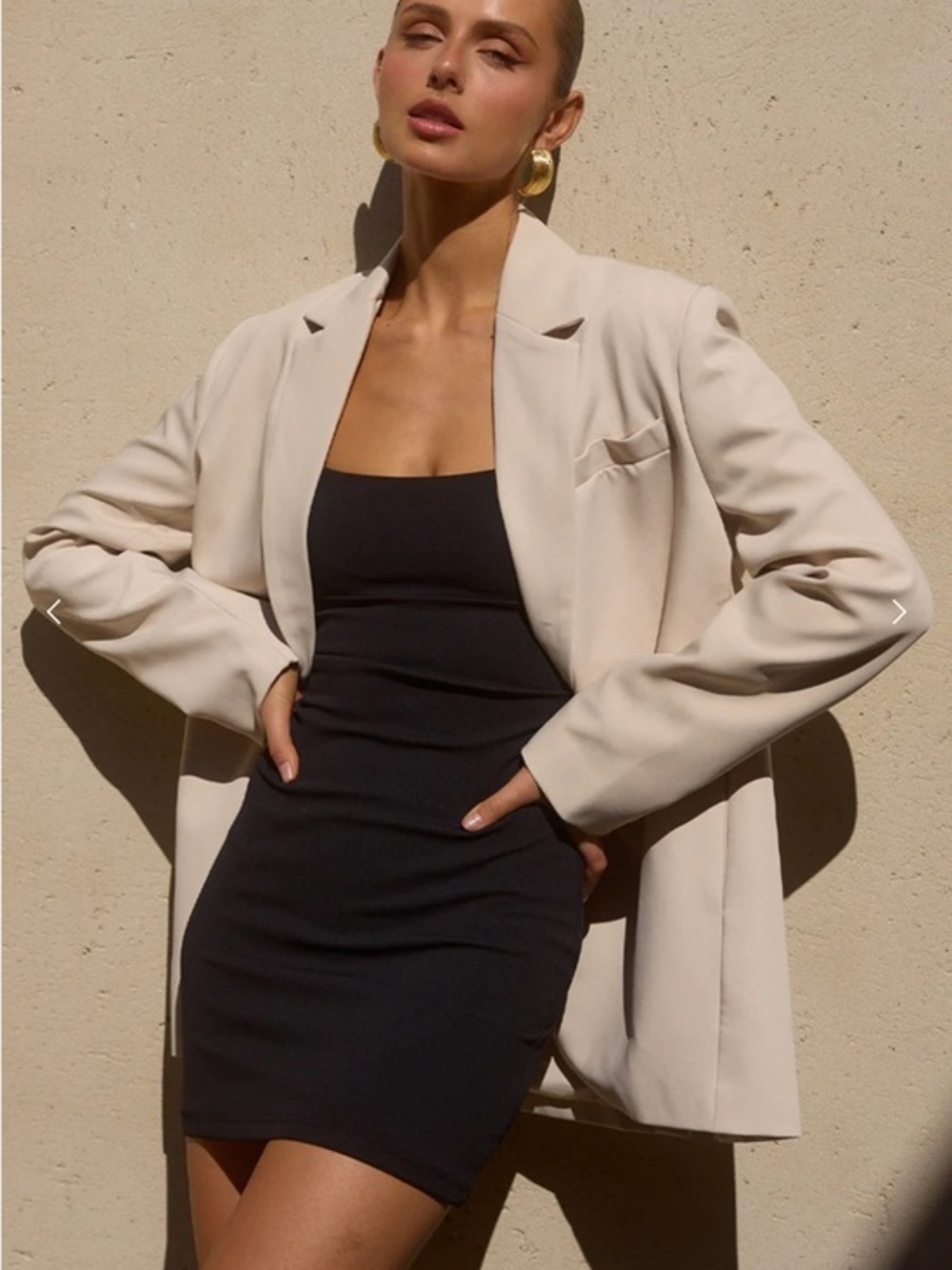Elegant Cream Relaxed-Fit Blazer Jacket
